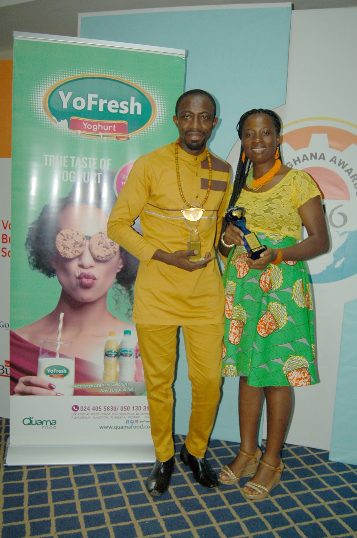 Mr and Mrs Owusu Mensah Showcasing the two awards