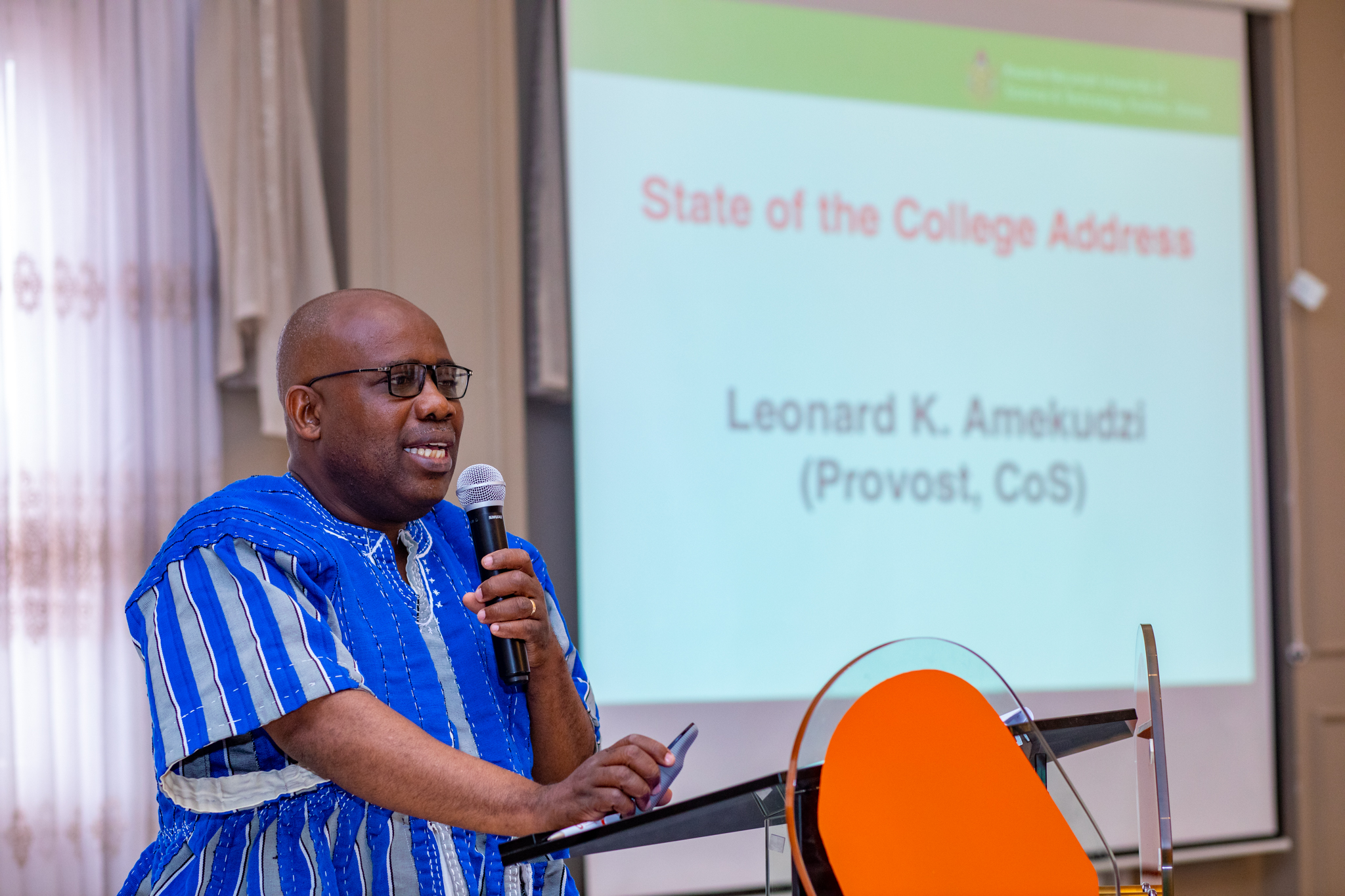 Prof. Leonard K. Amekudzi, Provost-CoS delivering the state of the College address